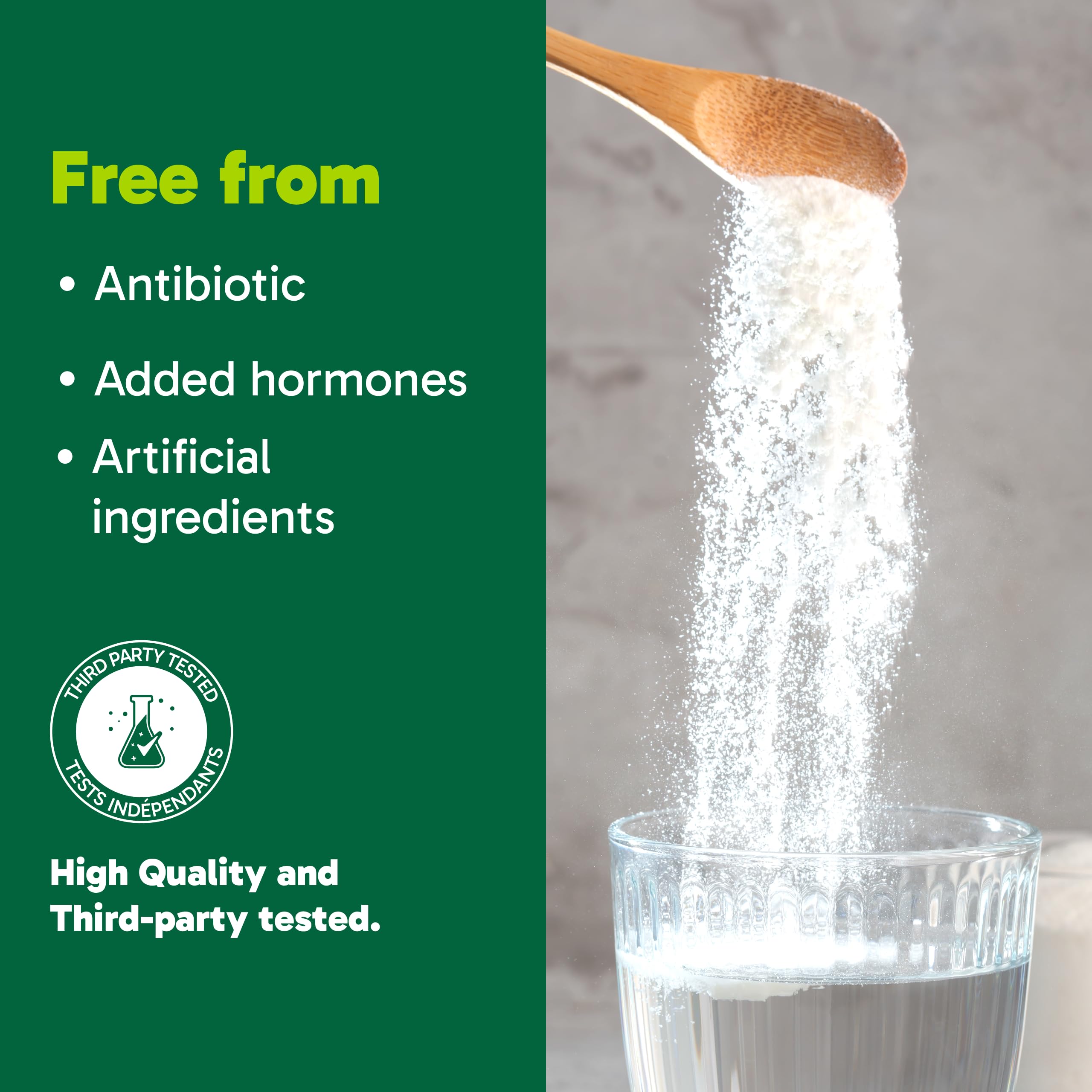 Organika Collagen Enhanced ingredients overlay highlights collagen origin and profile.