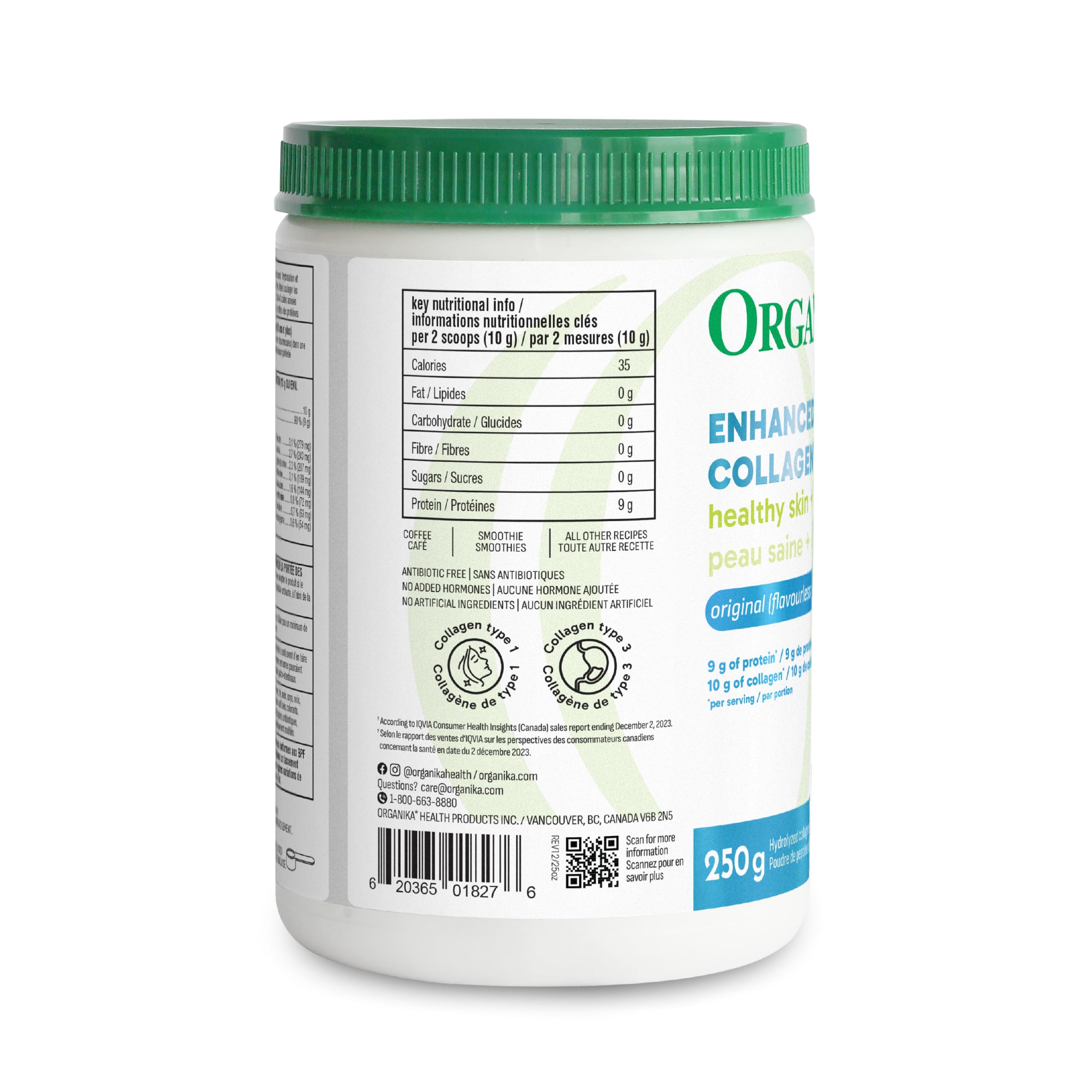 Organika Collagen Enhanced packaging on shelf ready for shoppers.
