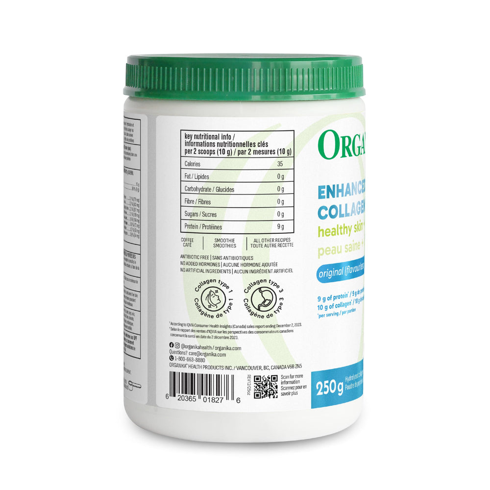 Organika Collagen Enhanced packaging on shelf ready for shoppers.