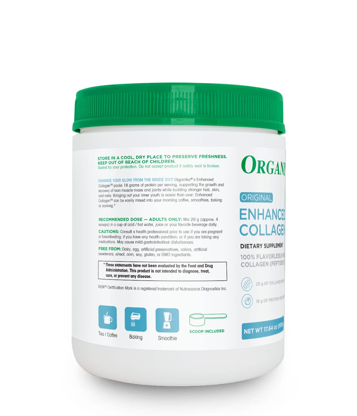 Organika collagen powder in coffee for a convenient daily ritual
