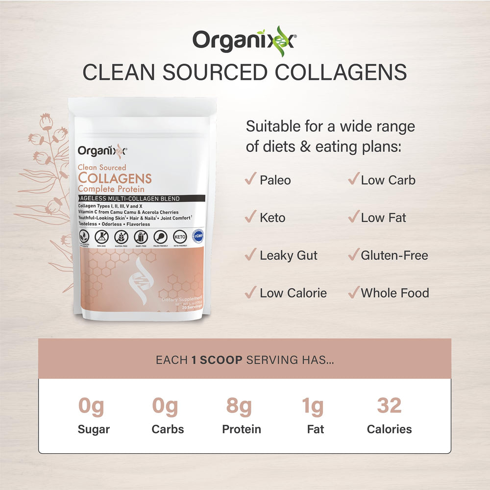 Organixx collagen peptides powder in coffee for effortless daily integration