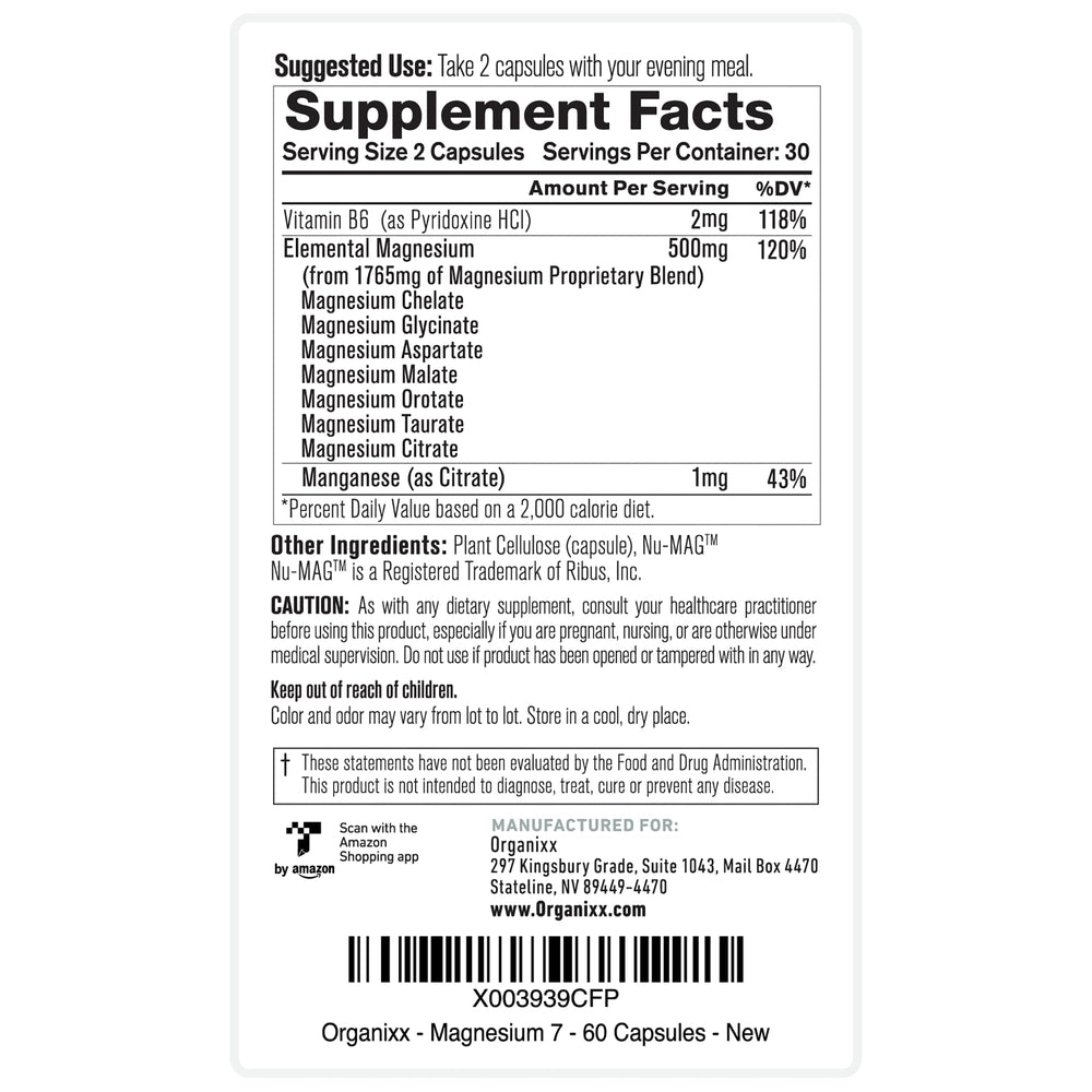 Organixx magnesium glycinate capsules support a simple daily wellness routine.