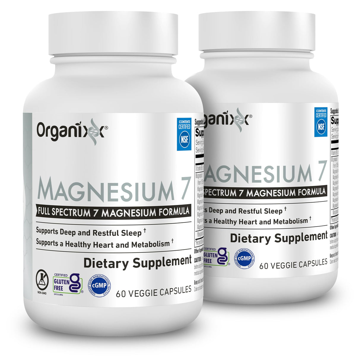 Organixx magnesium glycinate bottle promotes restful sleep support.