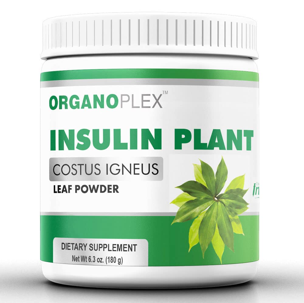 Organoplex Insulin Plant Powder bottle for daily use in smoothies or yogurt.