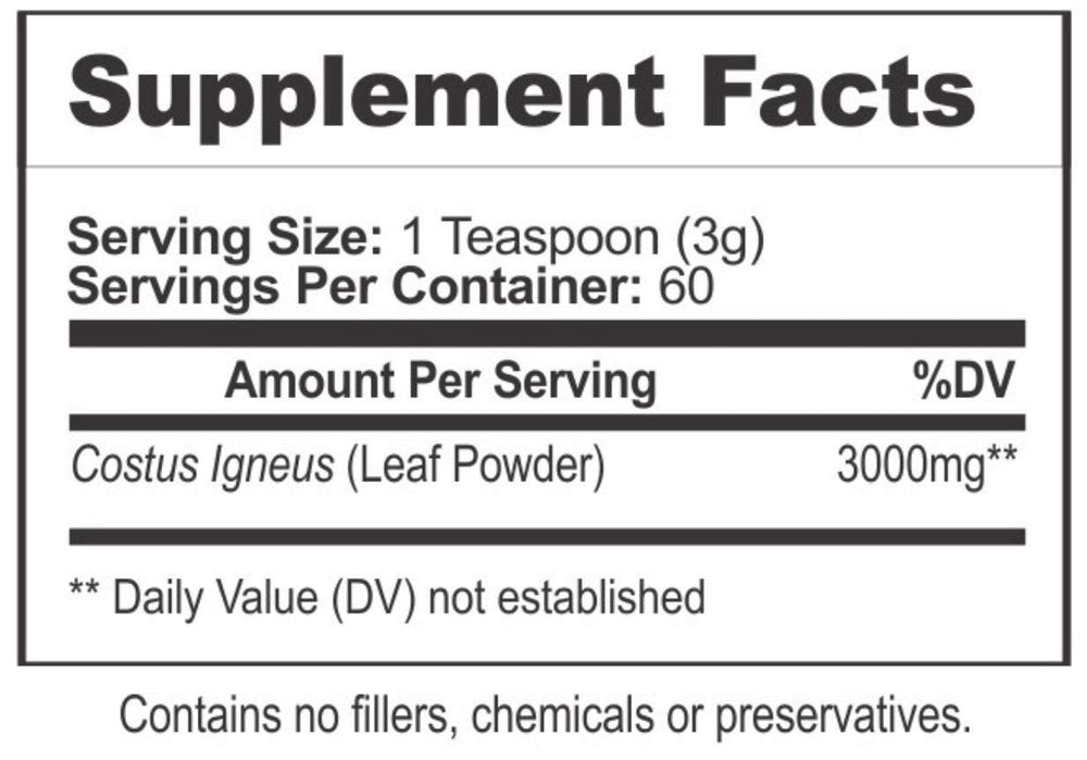 Organoplex Insulin Plant Powder jar showing 180 g two-month supply.
