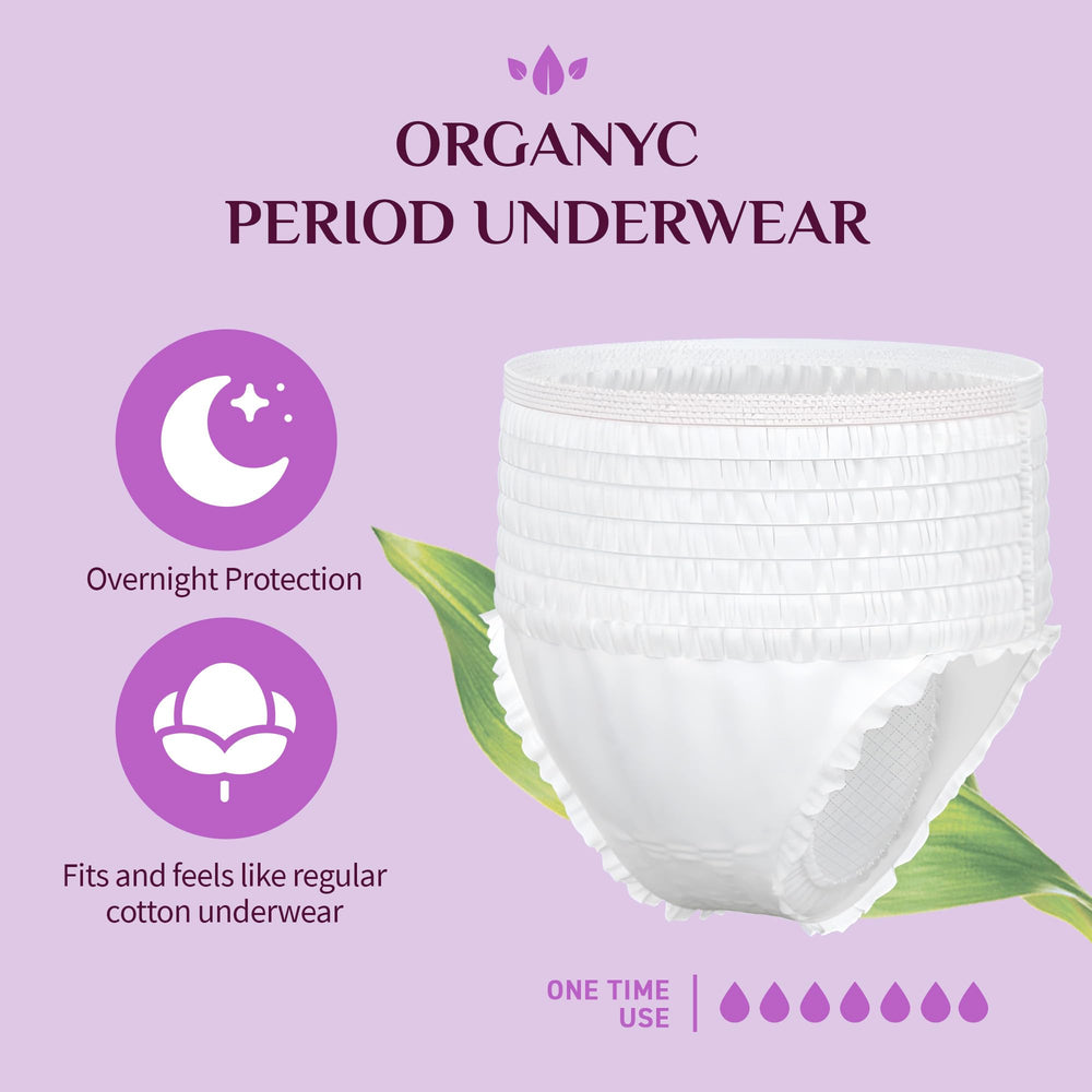 Organyc absorbencia centro superior para protección confiable durante todo el día.