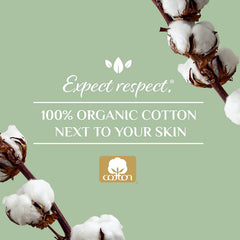 Organyc cotton pads absorbent core detail offers lightweight breathability with strong protection.