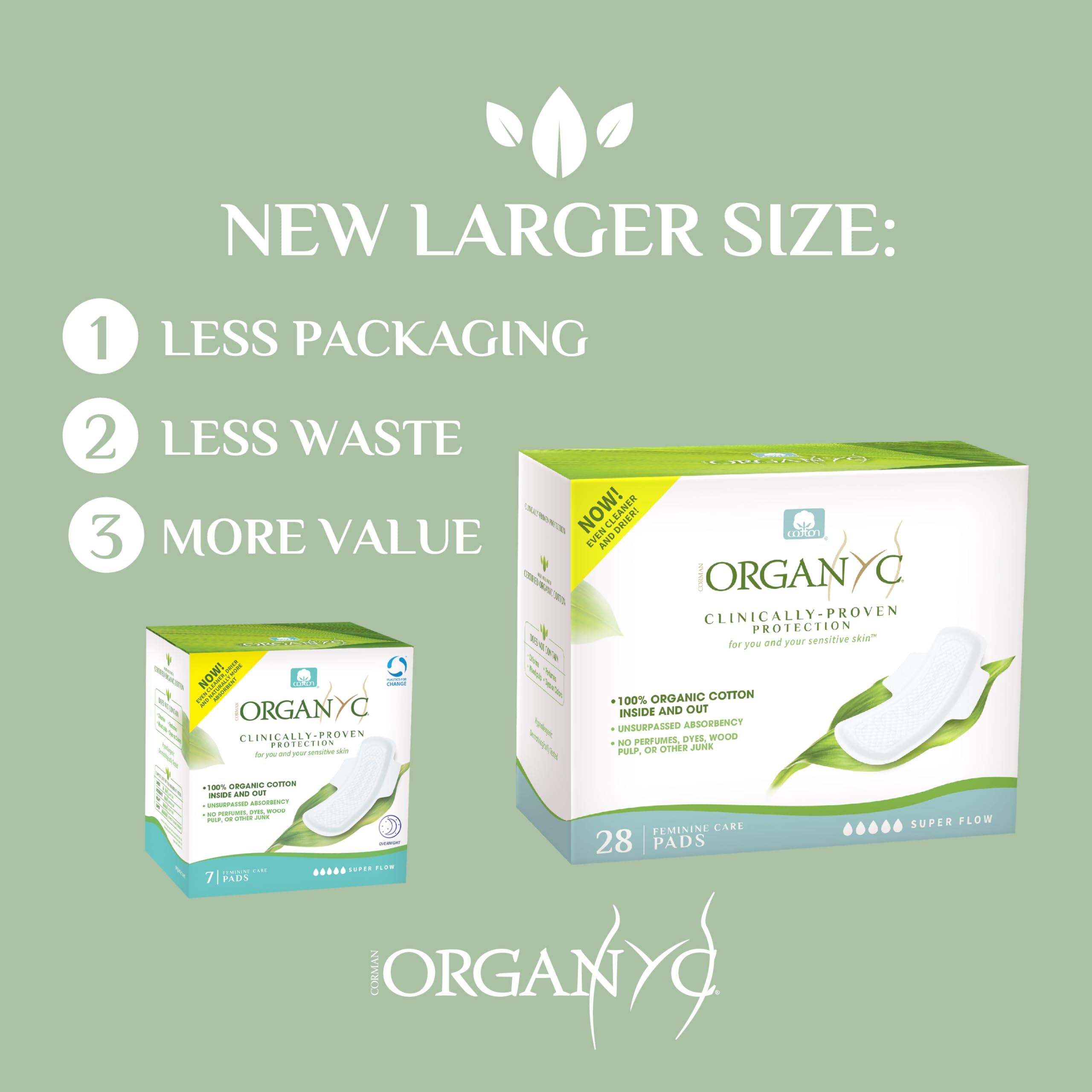 Organyc overnight pad with leak-proof design for secure sleep.