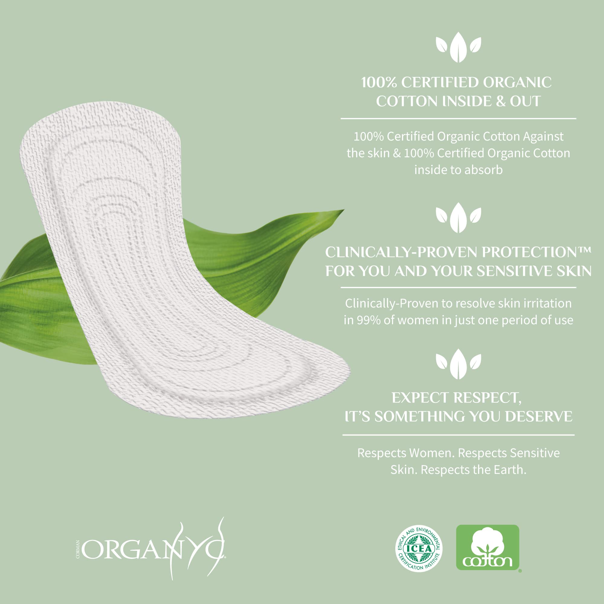 Organyc liner pocket-ready packaging for easy portability