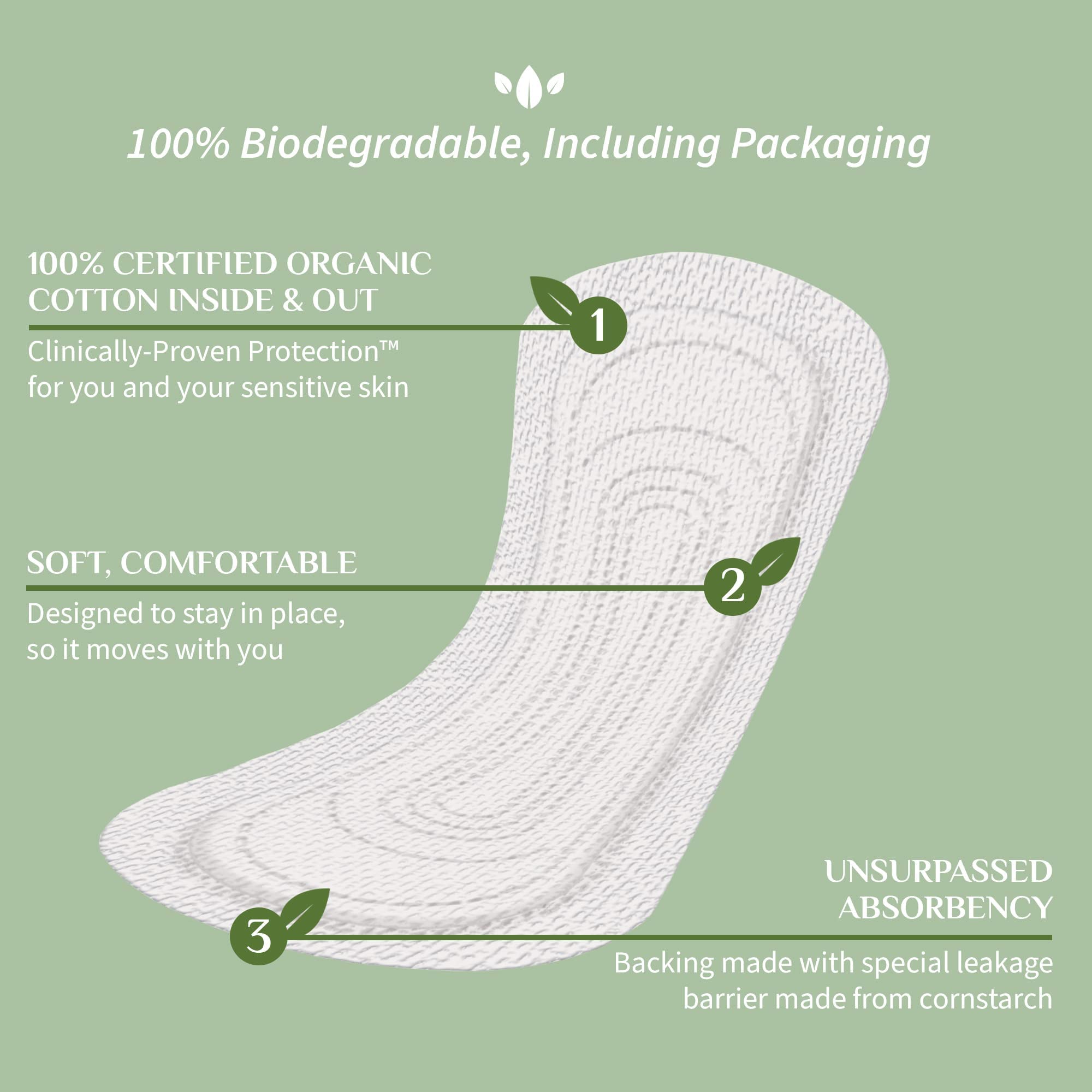 Organyc sensitive-skin soft-cotton delivers gentle protection for delicate days.