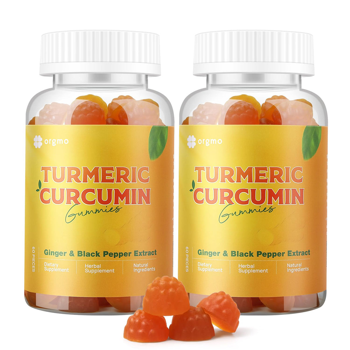 ORGMO Turmeric Curcumin Gummies bottle front for daily wellness and easy dosing