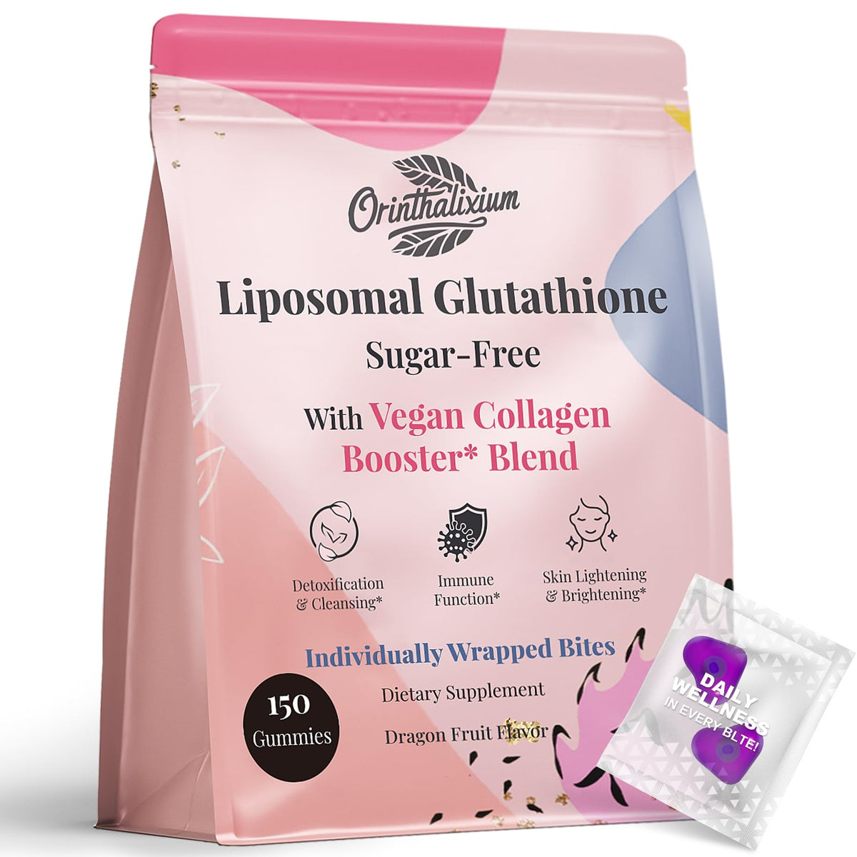 Orinthalixium liposomal glutathione gummies bottle for daily antioxidant support.