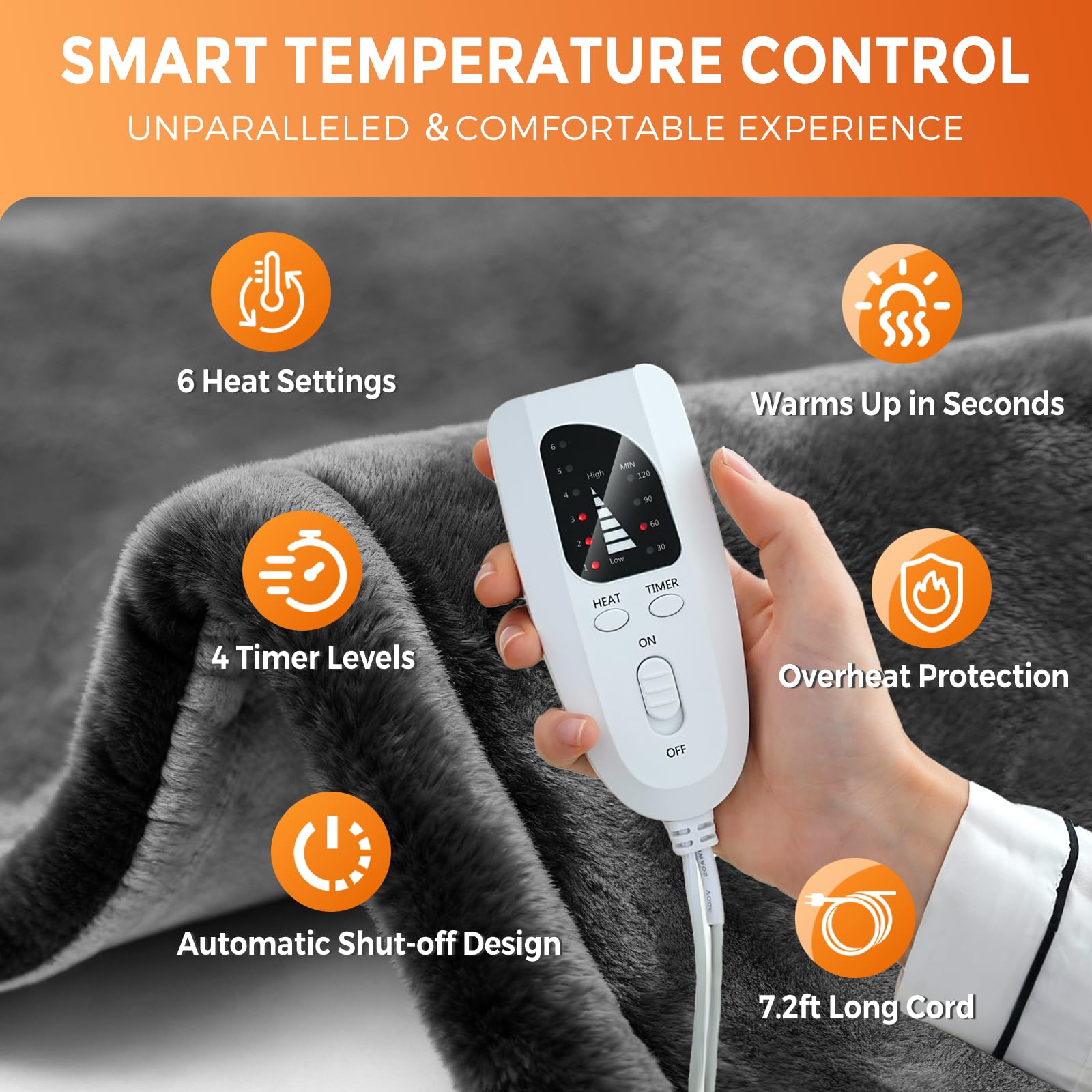Oripira heating pad with 7-foot cord enables flexible movement during use