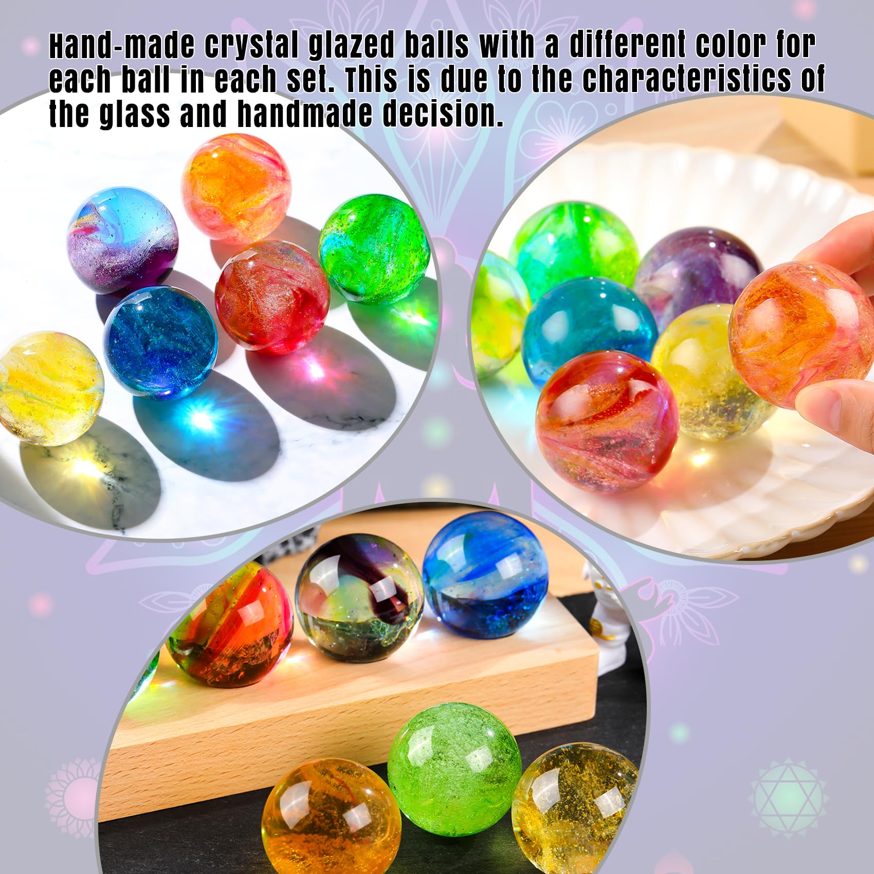 Ornalrist crystal balls packaged in a gift-ready box with card and cloth.