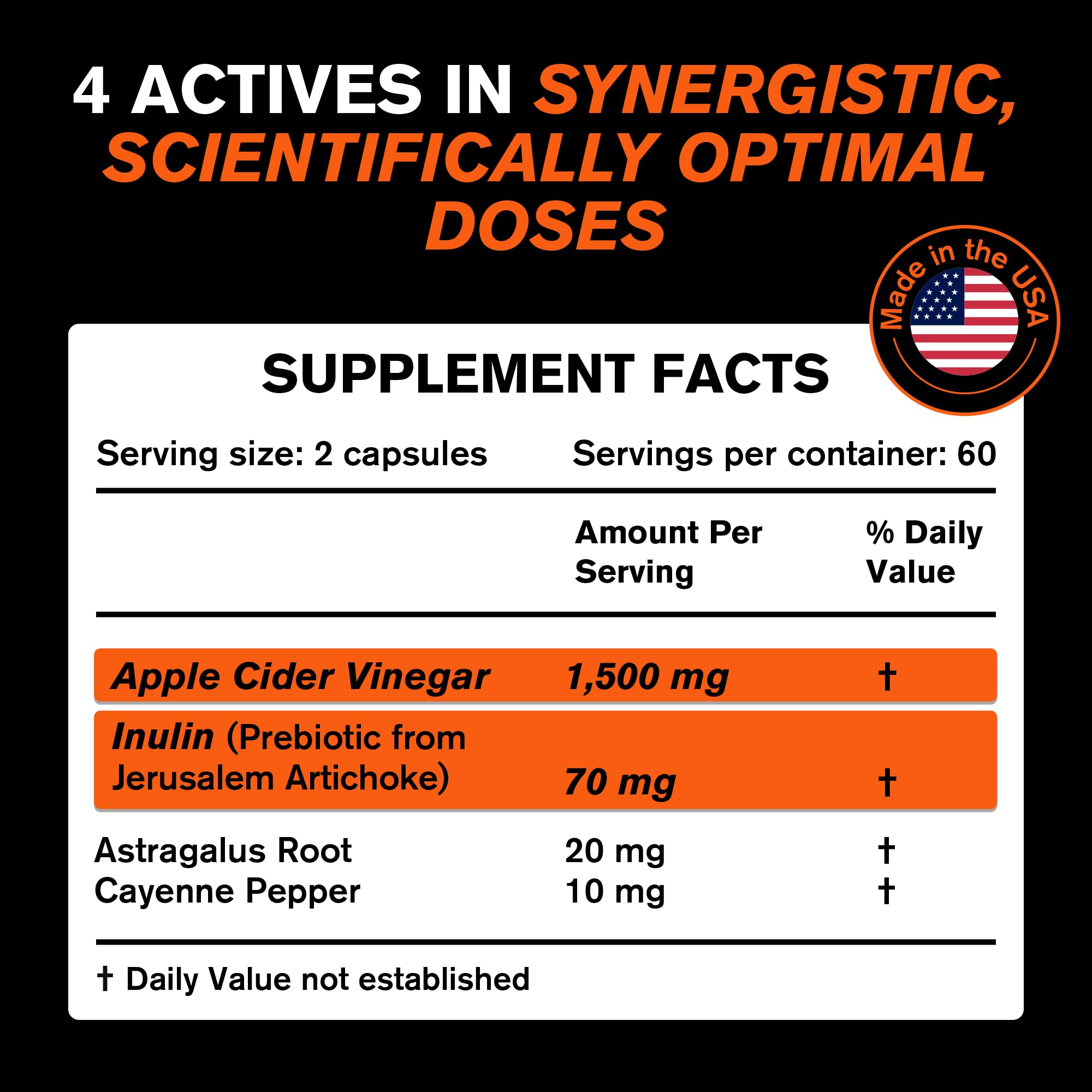 OroLine tasteless capsules delivering ACV with prebiotic inulin
