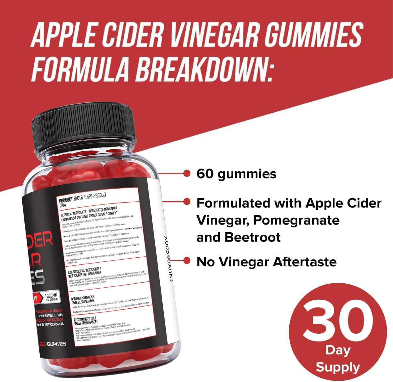 ORPHIC NUTRITION ACV gummies with beetroot and B12 ingredients label