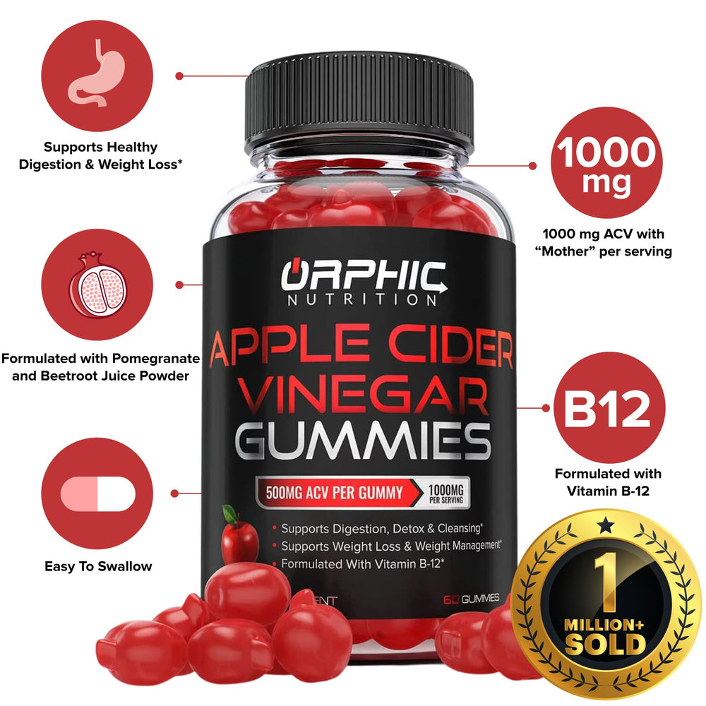 Orphic Nutrition ACV Gummies bottle open shows easy-to-take daily wellness support.