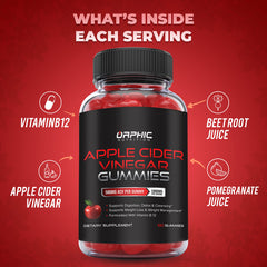 Orphic Nutrition ACV Gummies pouring serving demonstrates convenient 2-gummy dose for digestion support.