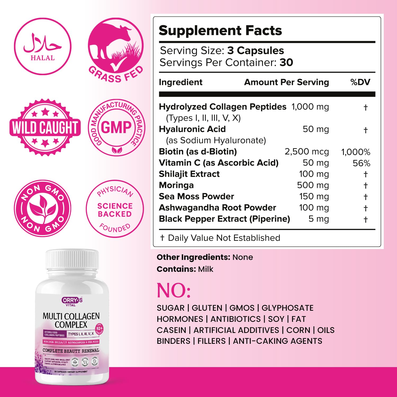 Orry's Vital daily-use glass with capsules for routine