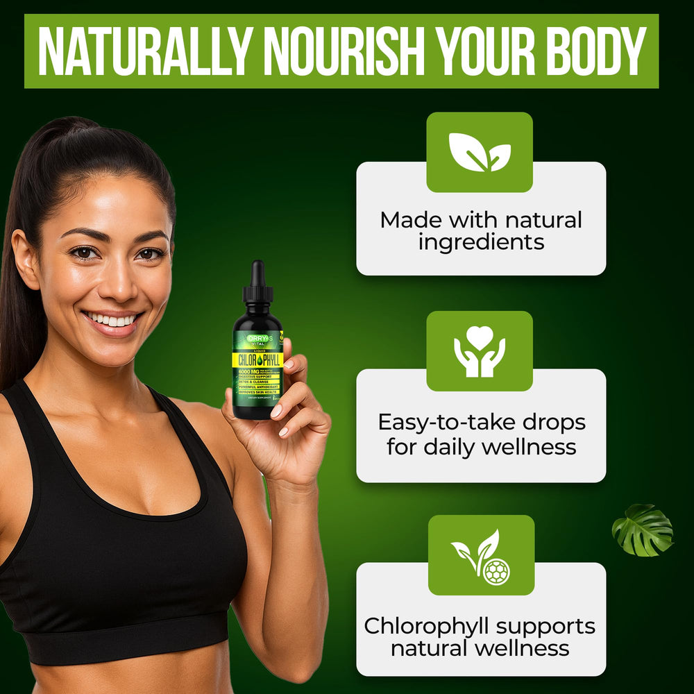 Orry's Vital chlorophyll drops with glass of water hint at internal deodorant benefits