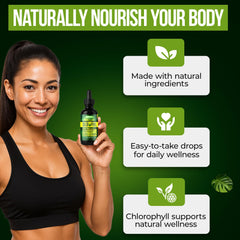 Orry's Vital chlorophyll drops with glass of water hint at internal deodorant benefits