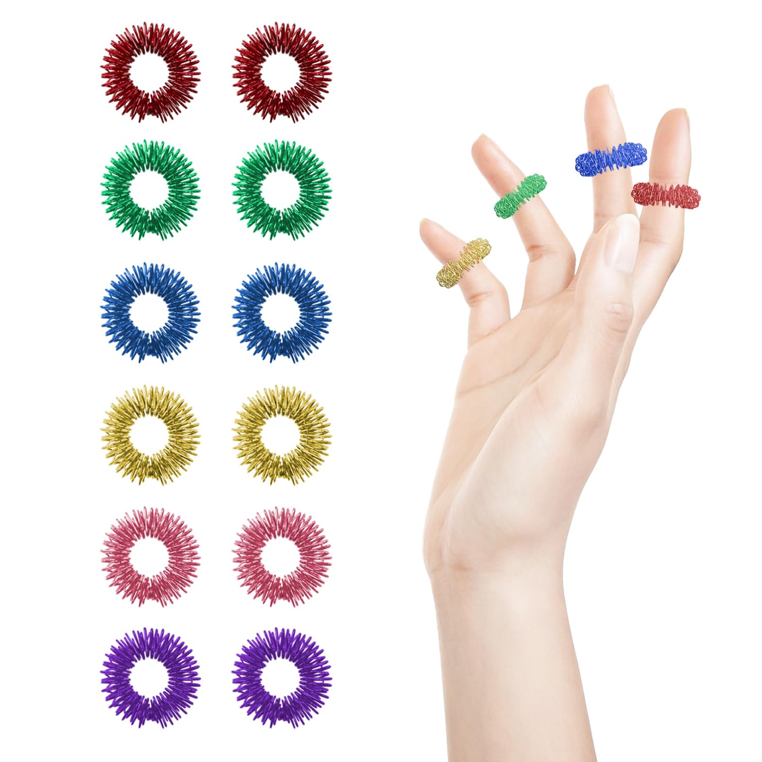 Ortarco 12pcs acupressure rings for anxiety relief and focused work