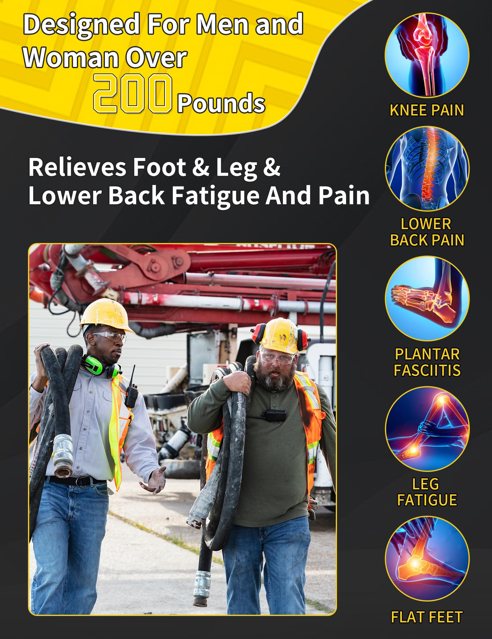 Orthobrace work insole soft top layer enhances day-long wear.