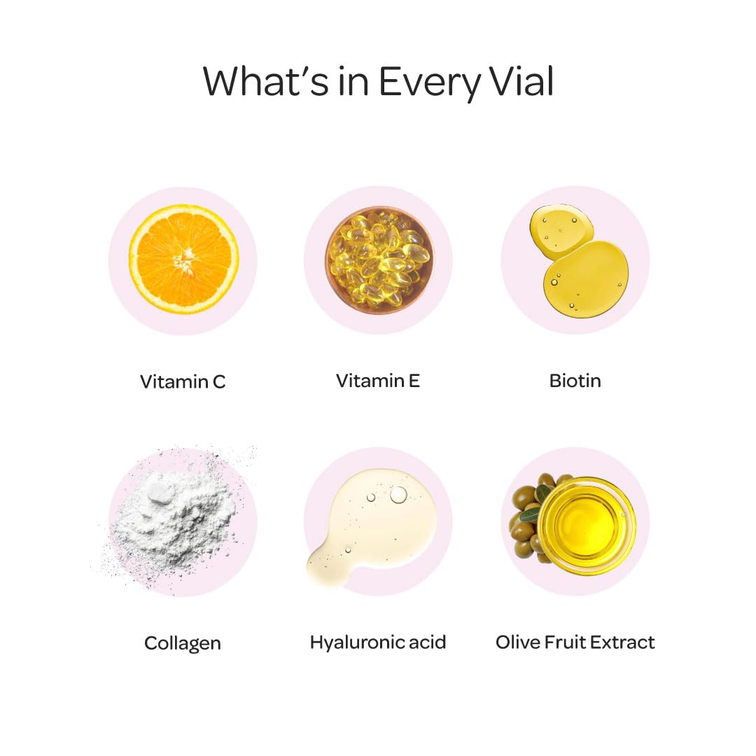 Orthomol Beauty Vial collagen hydrolysate detail for elasticity and glow.