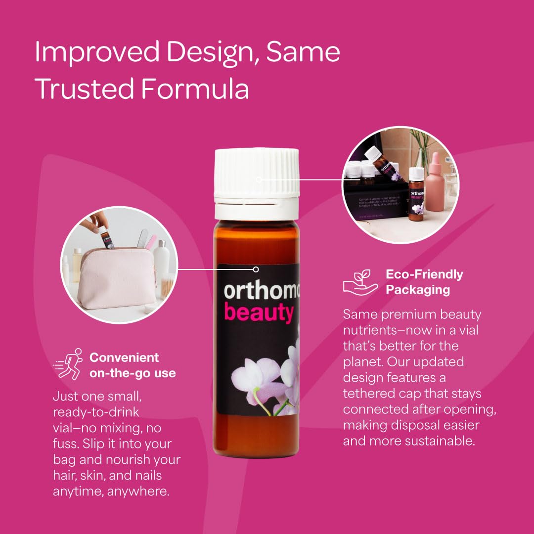 Orthomol Beauty Vial packaging and open design for convenient use.
