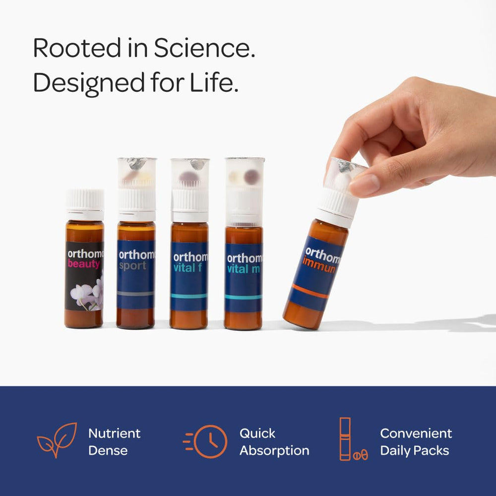 Orthomol Immun daily pack open, ready-to-use portion for easy daily routine.
