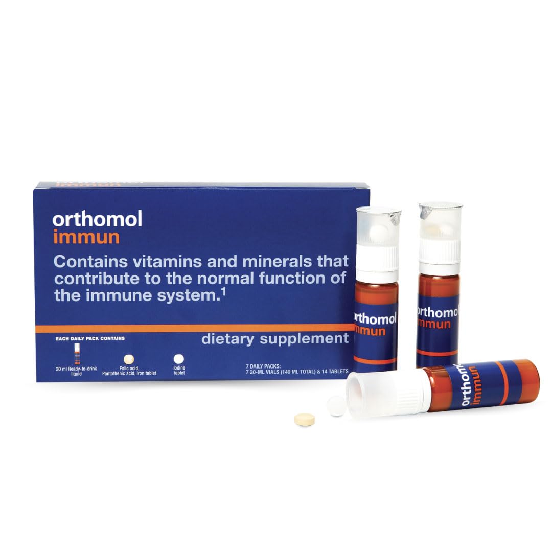 Orthomol Immun daily pack on kitchen counter for convenient daily wellness