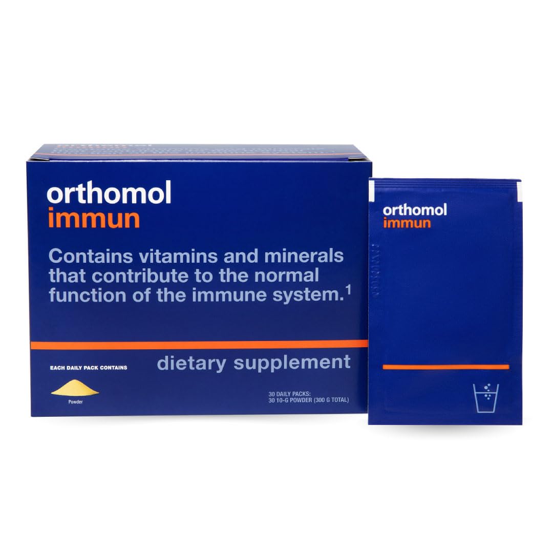 Orthomol Immun daily packet close-up showing convenient immune support