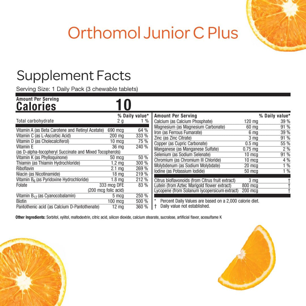 Orthomol Immun Junior C Plus bottle open reveals easy daily use for kids.