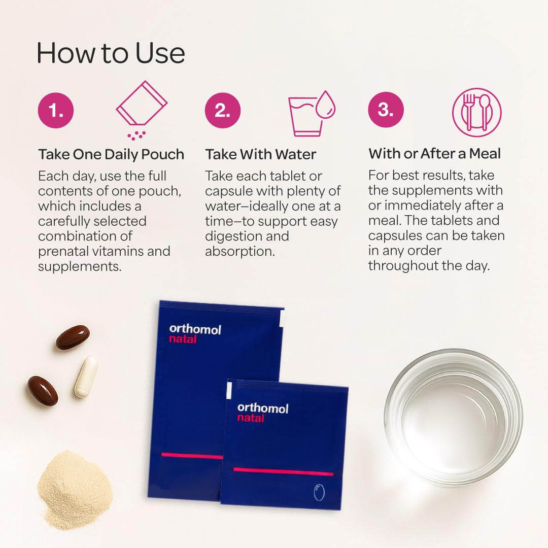 Folic acid complex in Orthomol Natal supports maternal health and development.