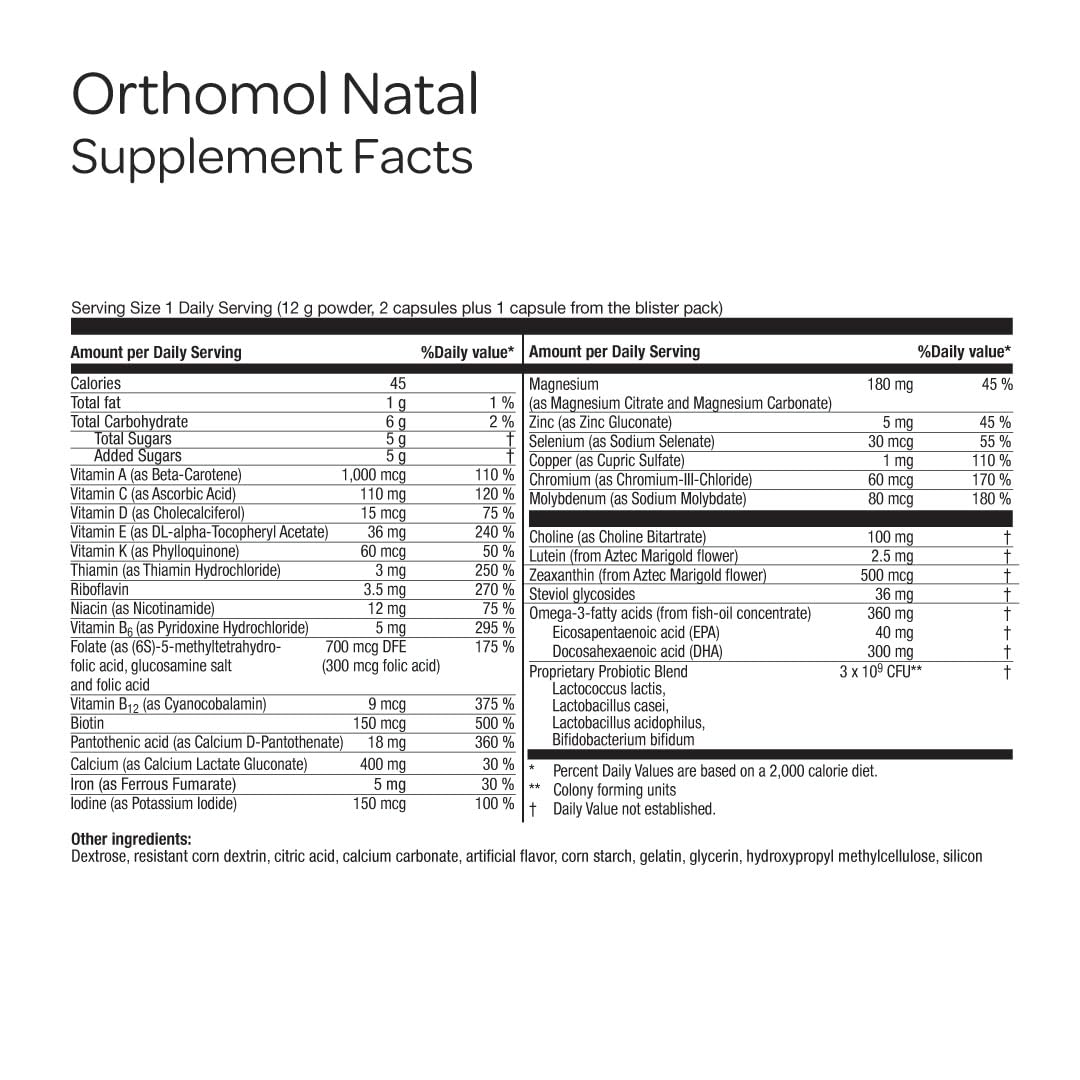 Orthomol Natal zinc contributes to normal fertility and reproductive health.