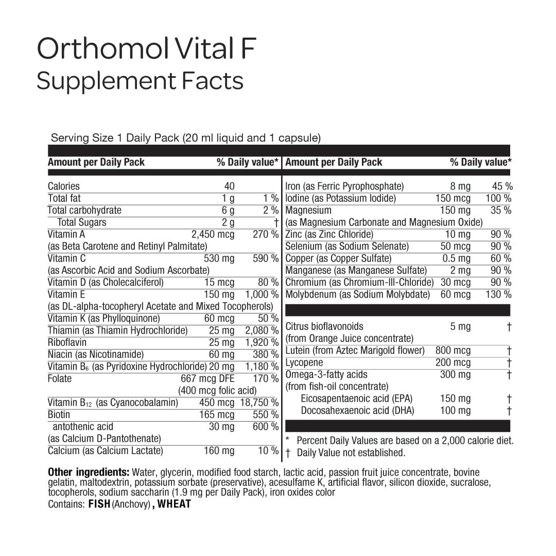 Orthomol Vital F capsule provides comprehensive micronutrient support.
