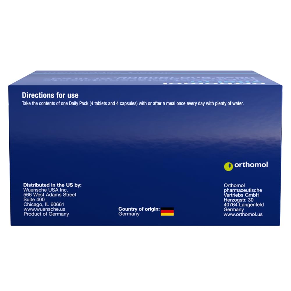 Orthomol Vital M nutrition label; highlights vitamins and minerals.