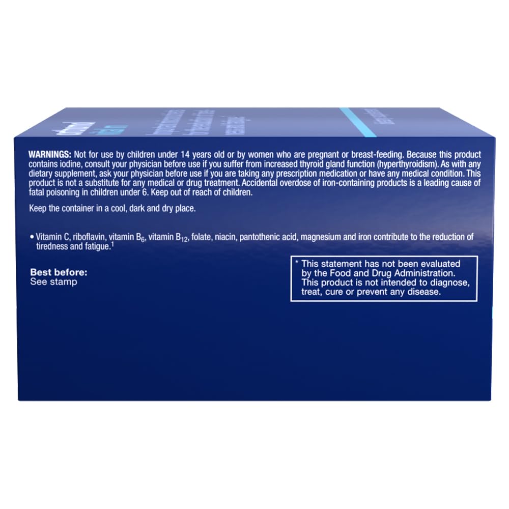 Orthomol Vital M tablets close-up; micronutrients for energy support.