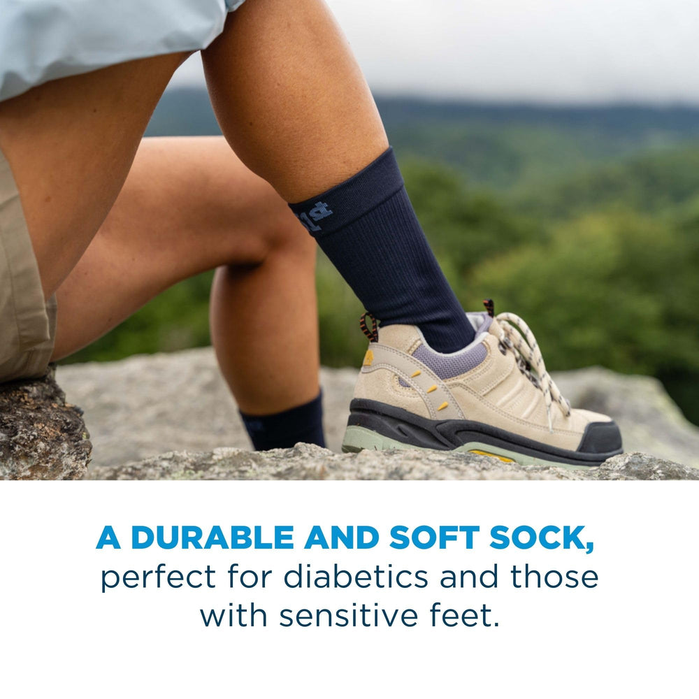 OrthoSleeve Diabetic Socks toe-pocket structure, contoured padding emphasis.