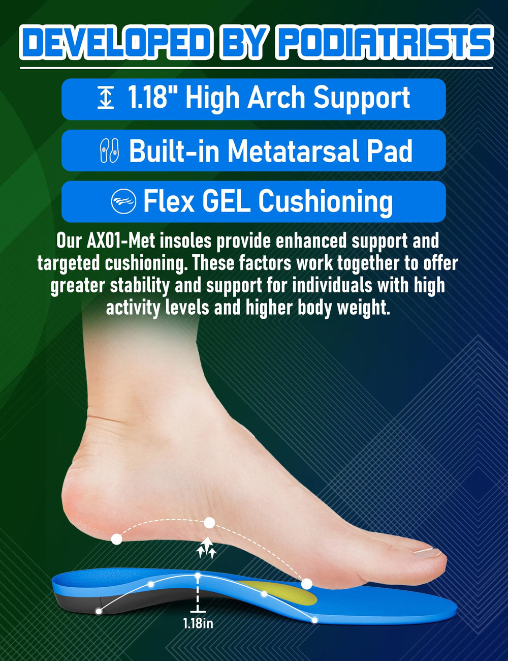 Orthostride all-day comfort with PU foam and breathable fabric.