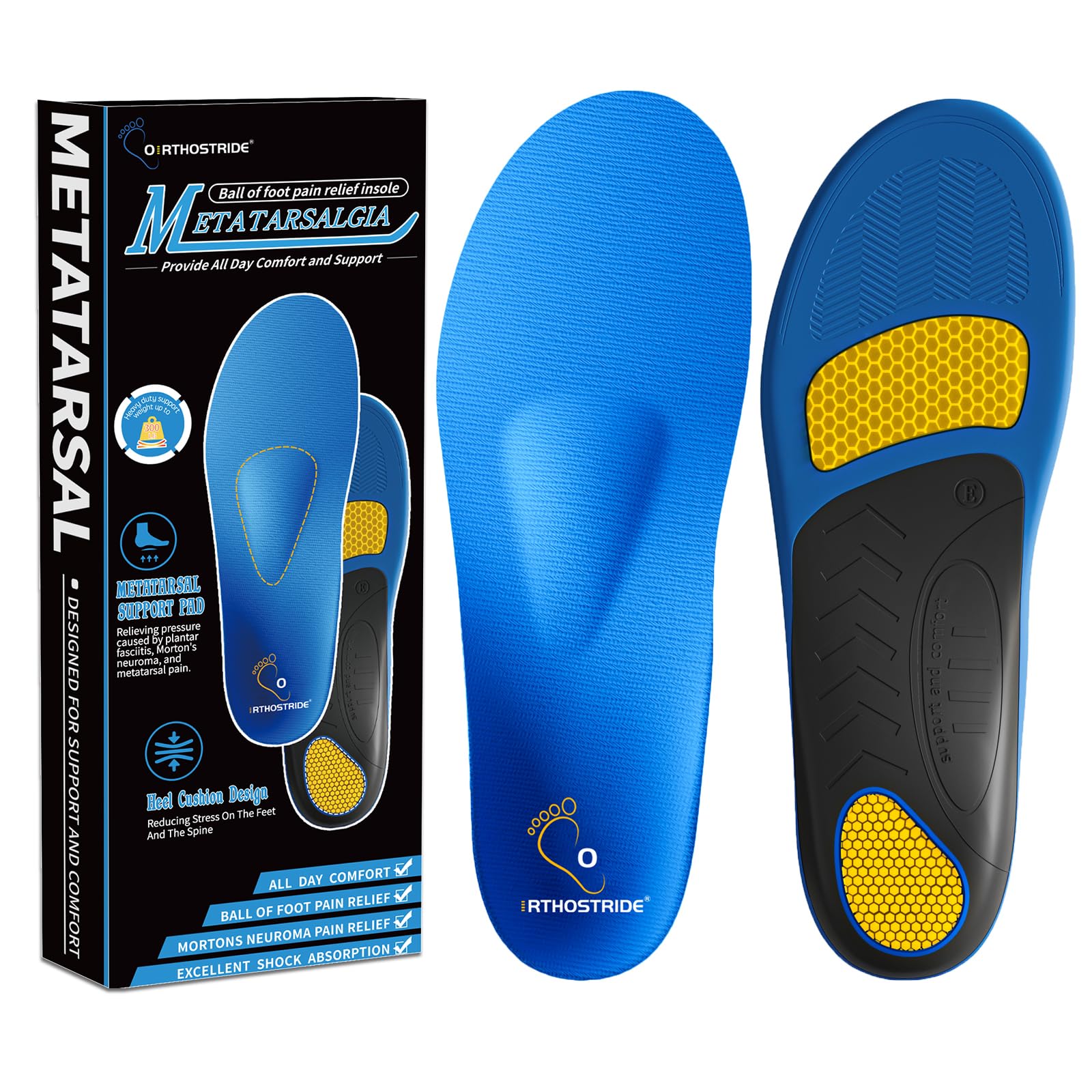 Orthostride metatarsal pads deliver forefoot relief for metatarsalgia and daily comfort.
