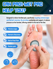 Orthostride metatarsal pad with self-adhesive back securing pad inside shoe during activity.
