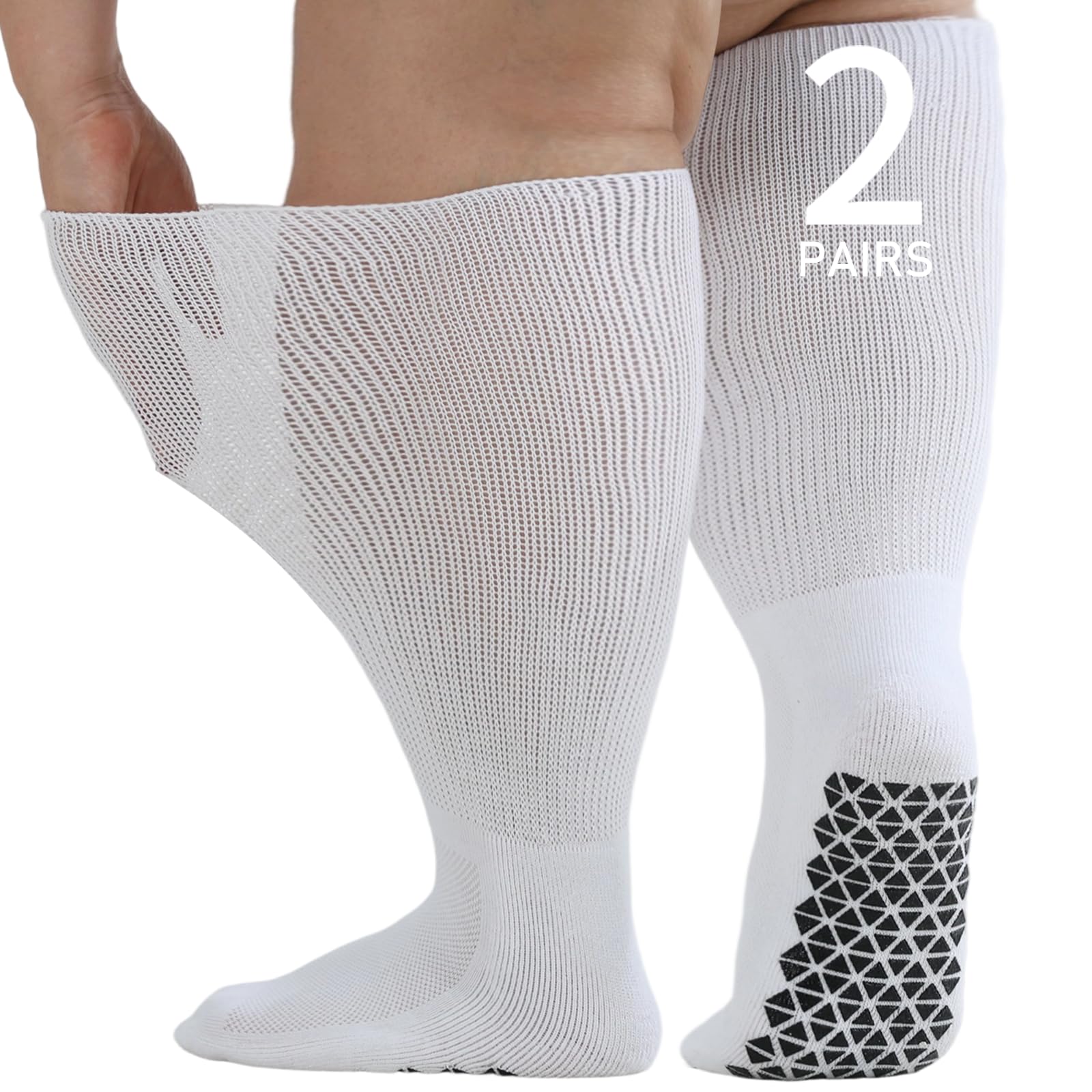 Orthostride Wide Diabetic Socks with non-slip grip for stable footing on slick floors.