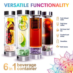 OSANA Crystal Water Bottle Green Fluorite crystal supports focus and refreshment