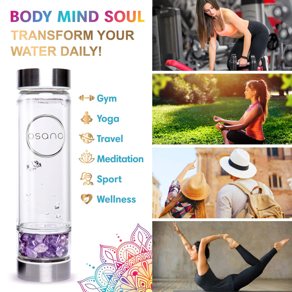 OSANA Crystal Water Bottle in use demonstrates versatile hydration and flavoring options