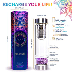 OSANA Crystal Water Bottle with Rose Quartz promotes balanced hydration and positivity