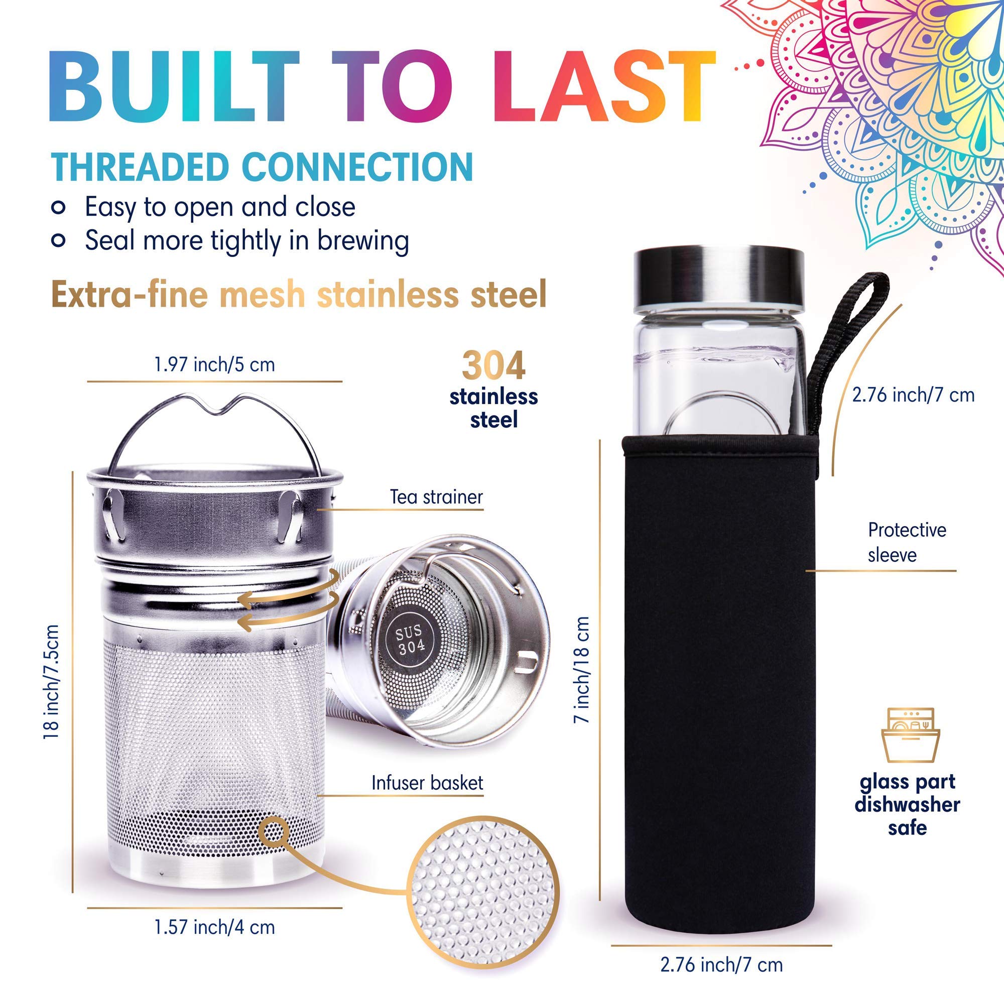 OSANA Crystal Water Bottle protective sleeve shields glass during travel