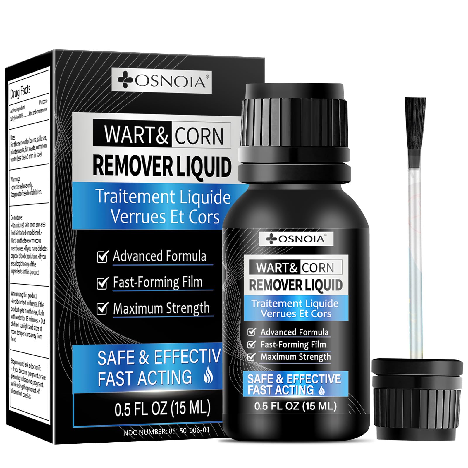 OSNOIA Wart Remover Liquid orange bottle for on-the-go wart treatment and easy daily use.