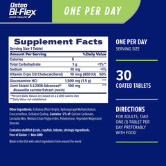 Osteo Bi-Flex bottle back label highlighting bone and immune support