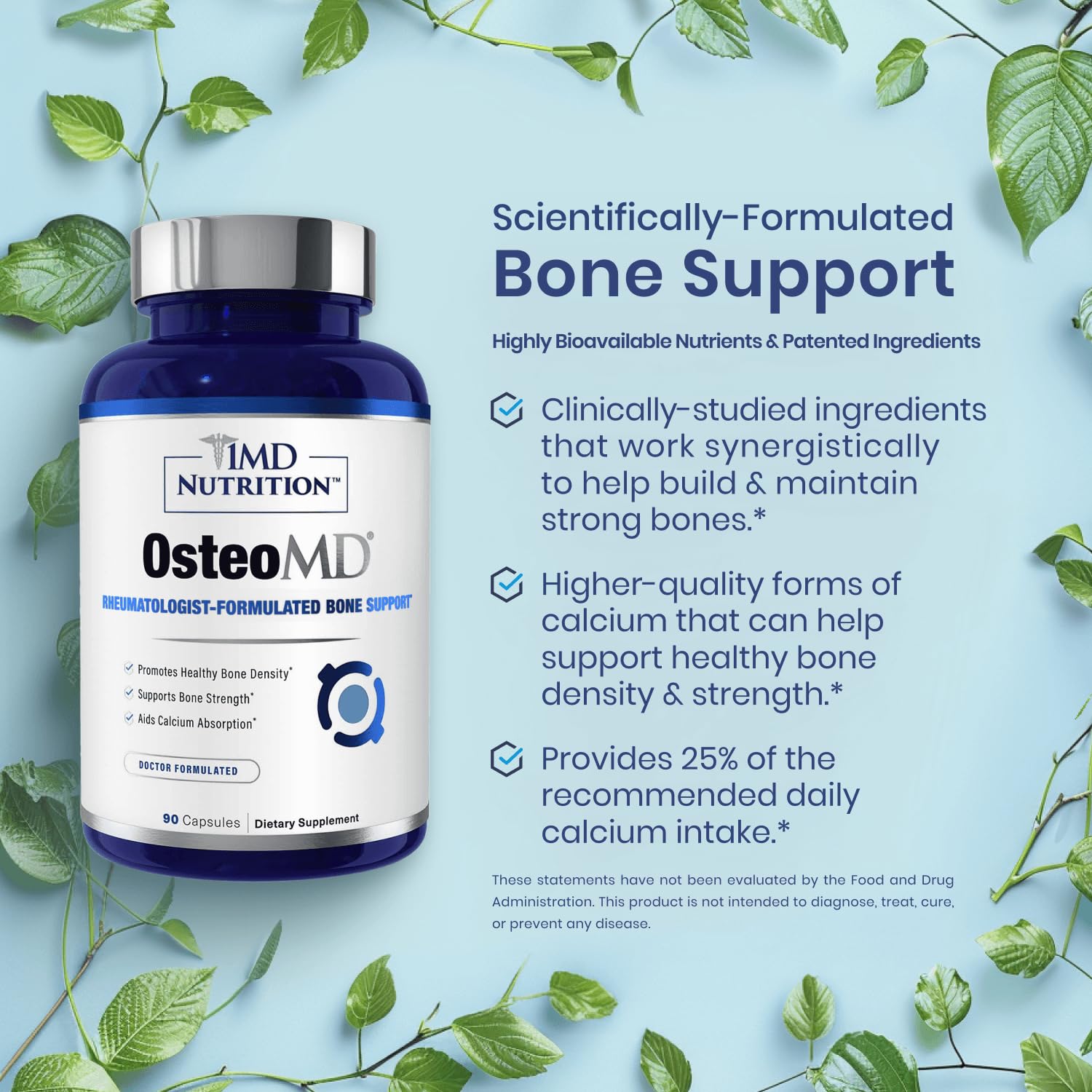 OsteoMD capsules pouring from the bottle for daily bone support